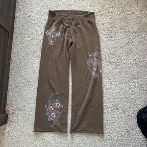Lucky brand brown graphic flare yoga  sweatpants